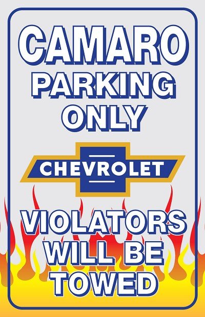 CAMARO PARKING ONLY peltitaulu