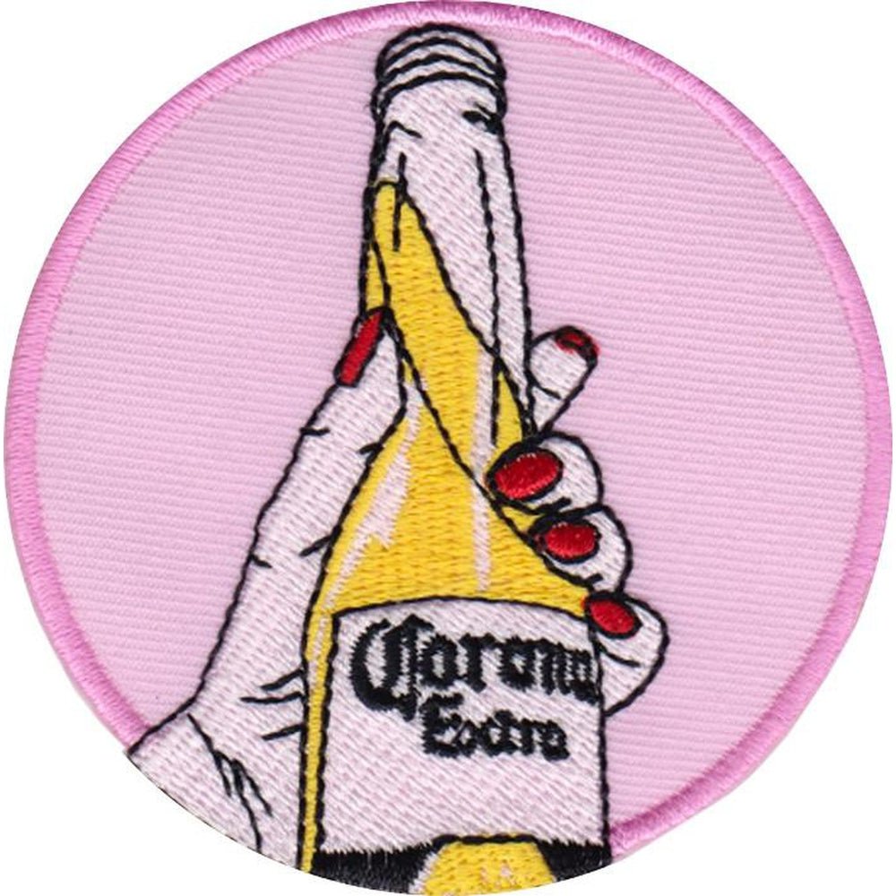 Corona pinkki kangasmerkki