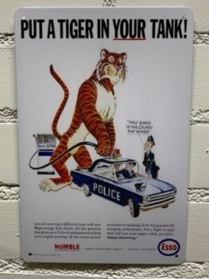 Esso tiikeriä tankkiin metallikyltti